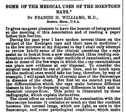 Snip of Some of the Medical Uses of the Roentegen Rays
