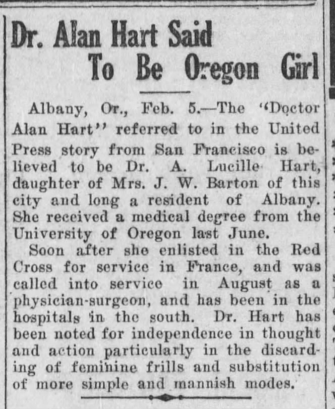 Dr. Alan Hart Said to be Oregon Girl